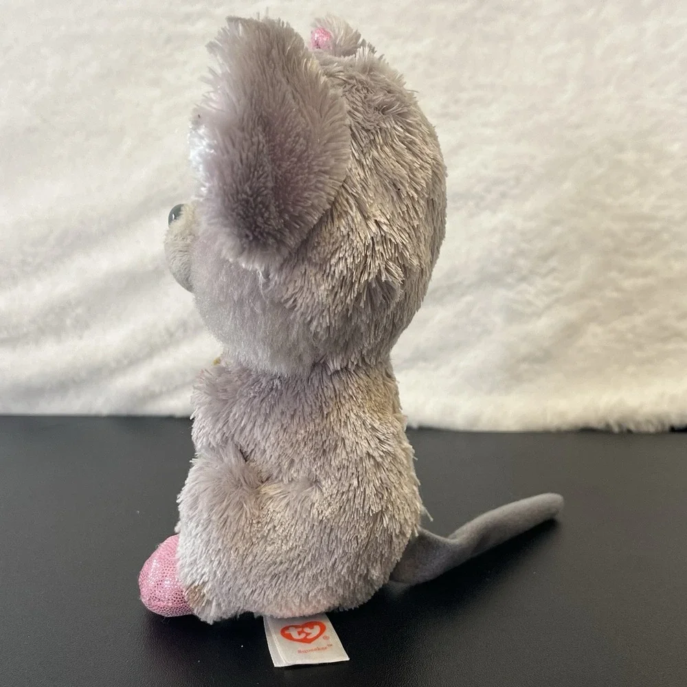 Ty Beanie Boos Squeaker the Mouse Plush Holding Cheese Stuffed Animal 2015 Toy